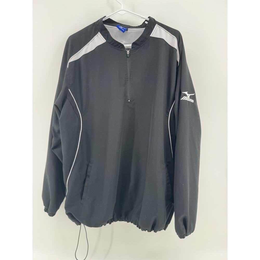 Mizuno 1/4 Zip Activewear Top Mens Black Long Sleeve L Golf Pullover Jacket